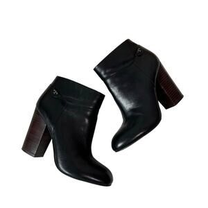 Tory Burch Almond Toe Black Leather Booties Size 8